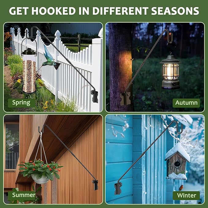 Wall Mount Heavy Duty Deck Hook-28 Inch Extended Reach Plant Hangers Outdoor -Bird Feeder Hanger