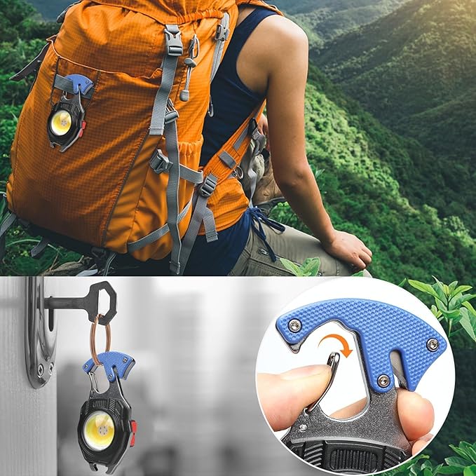 MAKDAK 2PC Keychain Flashlight Rechargeable Cob Keychain Work Light 7 Modes 1600Lumen High Lumen