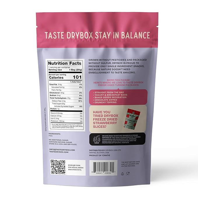Drybox Freeze Dried Fig Slices | 100% Natural Fruit | Freeze Dried Fig Source | No Sugar &