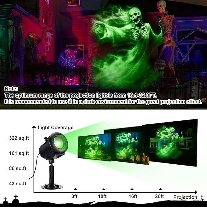Christmas Projector Lights 2025 Upgrade 3D Dynamic Outdoor Indoor Decorations 4 Colors Light, with