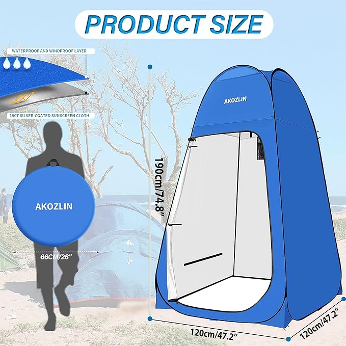 AKOZLIN Portable Pop Up Shower Tent Instant Privacy Dressing Changing Tent Outdoor Shower Room Camp