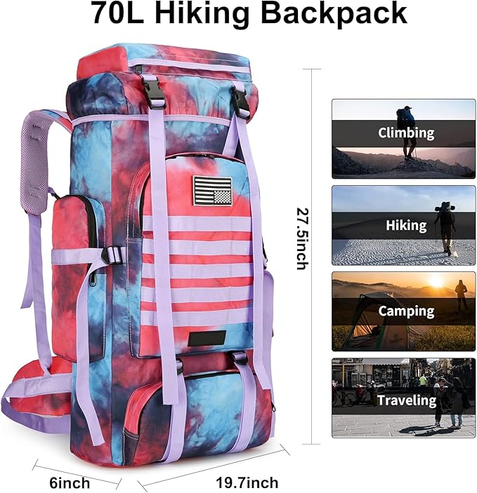 Hiking Backpack for Men 70L/100L Camping Backpack Military Rucksack Molle 3 Days Assault Pack for