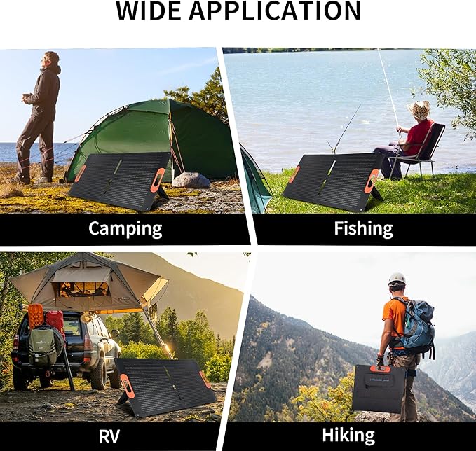 100W Portable Solar Panel for Power Station Generator,100 Watt Foldable Solar Panel Charger with
