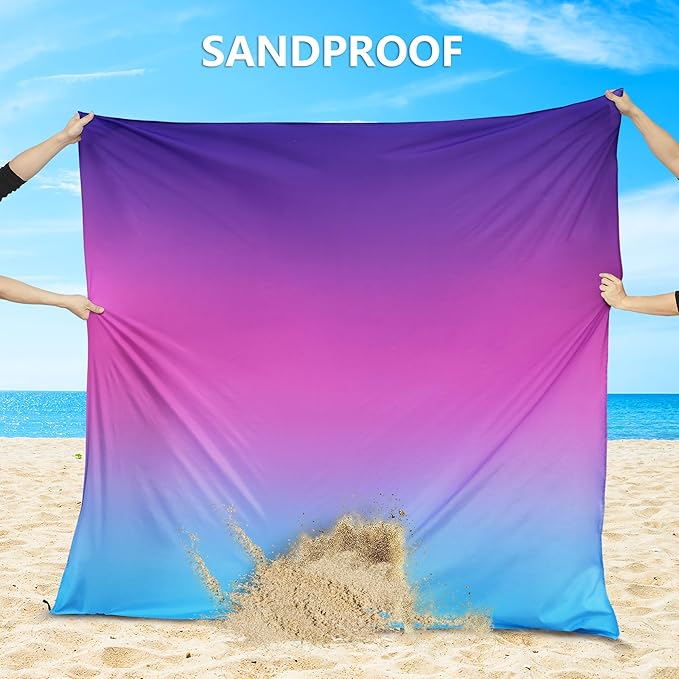 Beach Blanket Waterproof Sandproof Beach Mat 79" X 83"/10'x9'for 2-8 Adults Quick Drying Outdoor