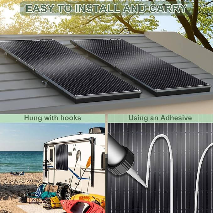 100W Semi-Flexible Solar Panel 12V Monocrystalline Ultra-Flexible Bendable Mono Off-Grid Charger