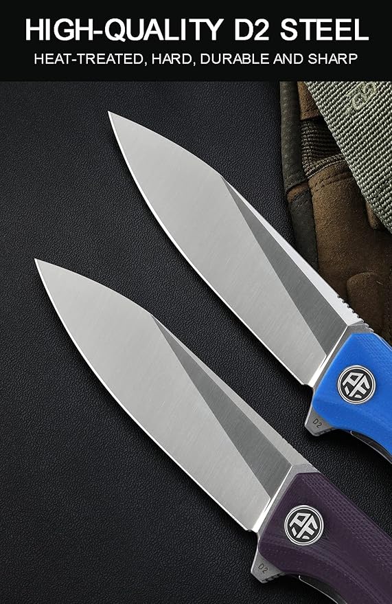 Petrified fish G10 handle D2 steel blade 2CR13 liner ball bearing flipper folding knife camping