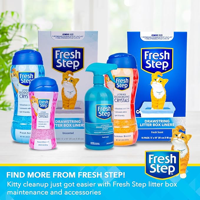 Fresh Step Cat Litter Crystals in Tropical Summer Breeze Scent - Cat Litter Box Deodorizer