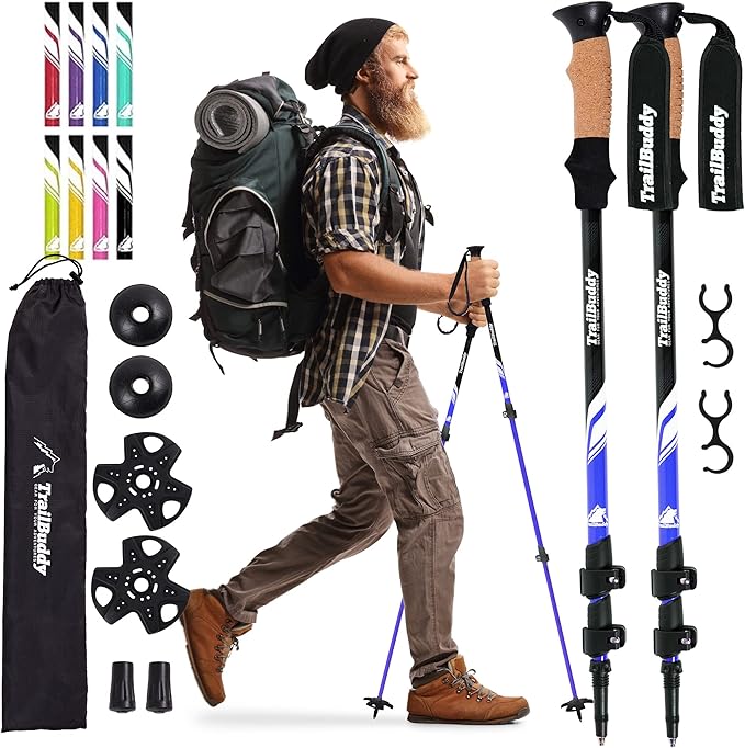 TrailBuddy Trekking Poles ??Lightweight 7075 Aluminum Hiking Poles for Women, Men & Seniors