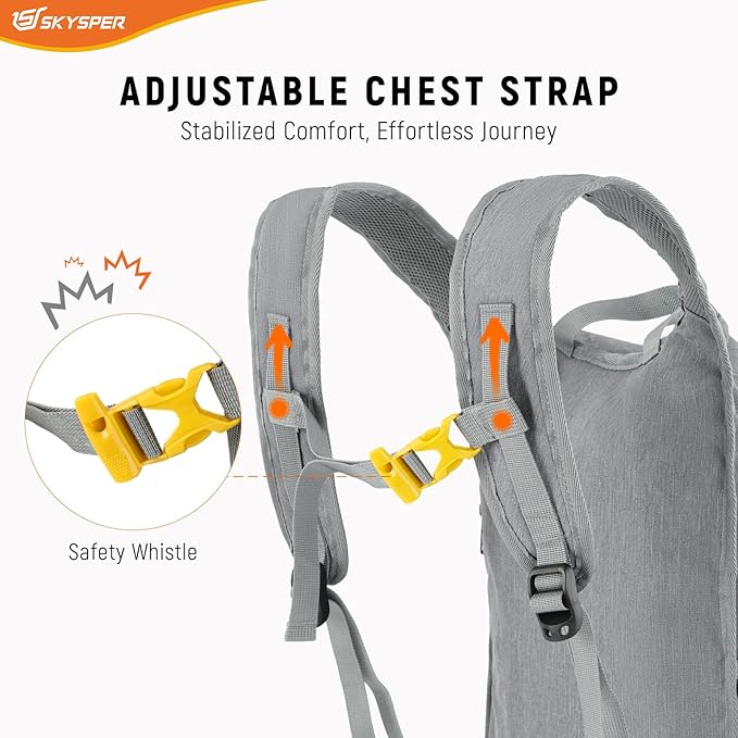 SKYSPER 15L/20L Foldable Hiking Backpack Lightweight Packable Travel Daypack with Chest Strap Small