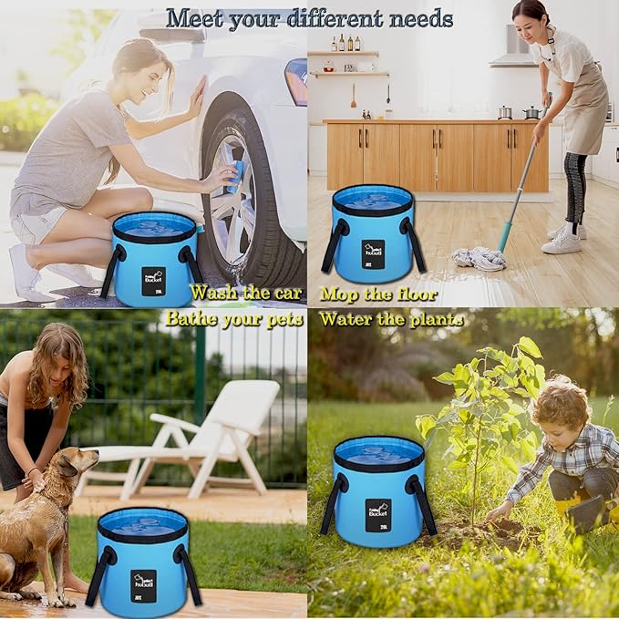 Esthesia Collapsible Bucket, 5 Gallon Portable Folding Water Container for Travelling, Camping