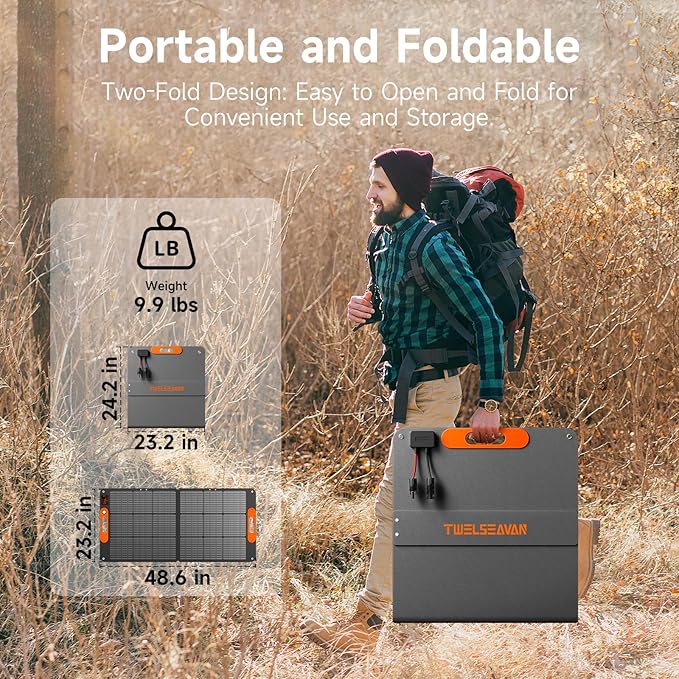 110W Portable Solar Panel for Jackery/EF/Bluetti/Anker/Goal Zero Power Station, IP68 Waterproof