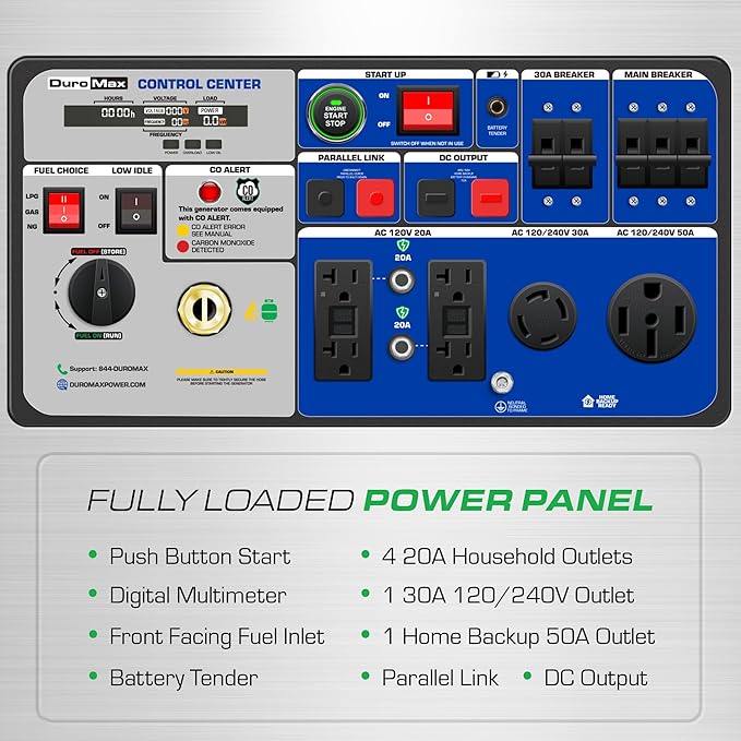 DuroMax XP11000iHT 11,000-Watt Tri Fuel Portable Digital Inverter Generator - Gas, Propane &