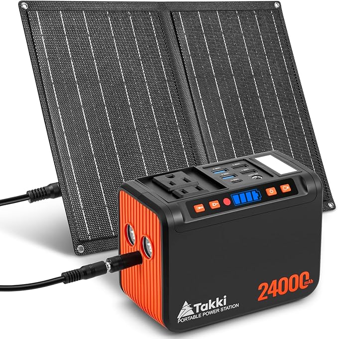 Takki 120W Peak Solar Generator Portable Power Station with 21W Panels, 88Wh Solar Charger Power