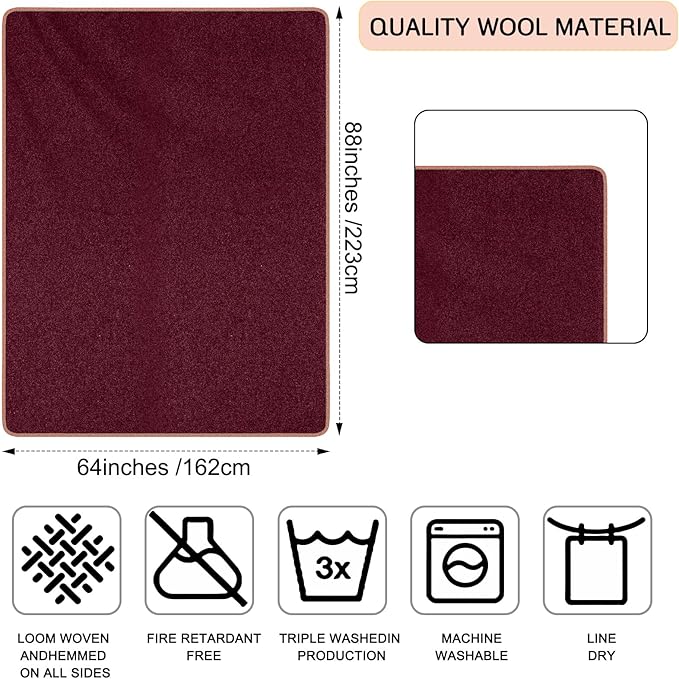 Peryiter 2 Pcs Military Wool Blanket Large 64" x 88" Camping Blanket Survival 3.3 Lbs Each Thick