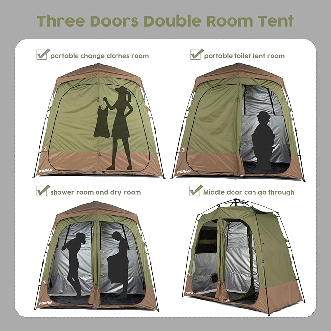 Camping Shower Tent Deluxe Changing Room Easy Set Up Privacy Shelter,Large Toilet Tent with Floor