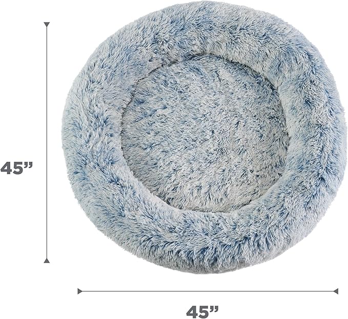 Best Friends by Sheri Original Calming Donut Dog and Cat Bed, Shag Faux Fur, Denim Blue, XL (45in x