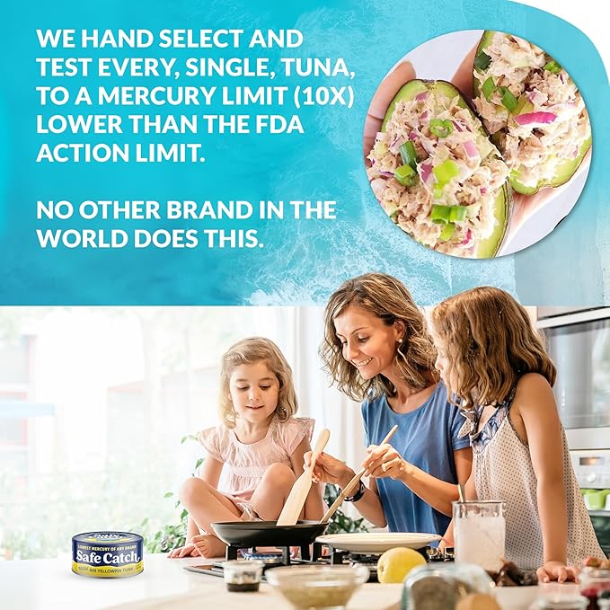 Safe Catch Wild Ahi Yellowfin Tuna Fish Canned, Wild Caught, Lowest Mercury, Lean Protein, Omega 3