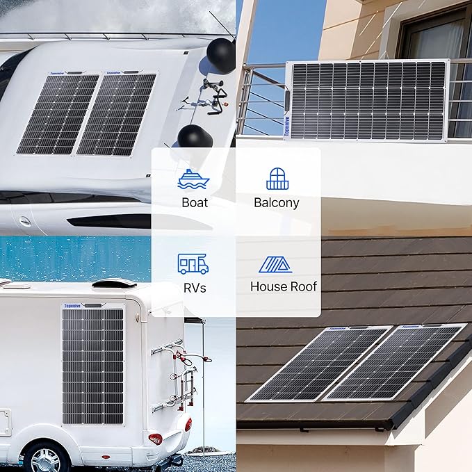 2PCS 100W 12V Flexible Solar Panel 9BB Monocrystalline Cell 12 Volt Semi-Flexible for Marine RV