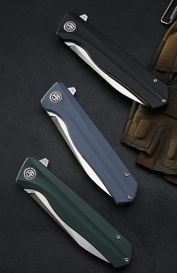 Petrified fish G10 handle D2 steel blade 2CR13 liner ball bearing flipper folding knife camping