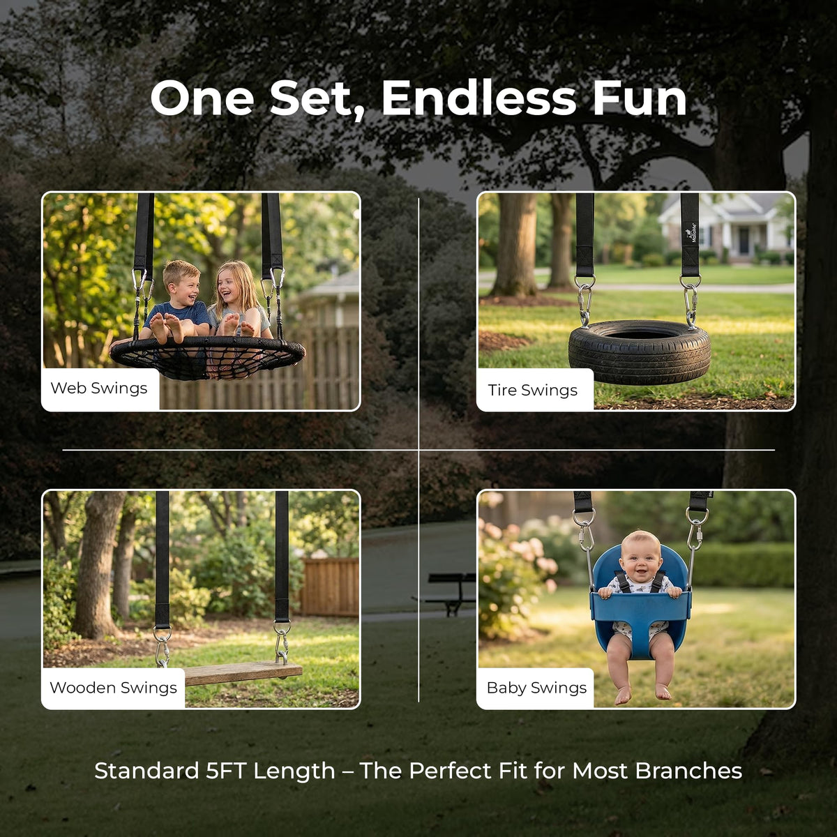 MalloMe Tree Swing Straps & Hammock Straps for Trees – Multi-Purpose Hanging Kit, Heavy Duty