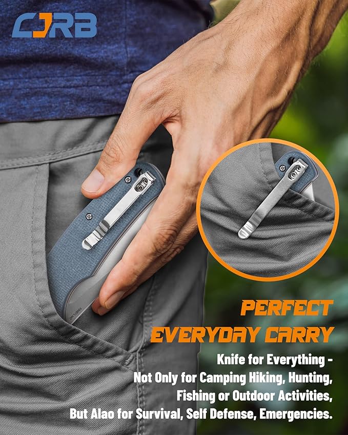 CJRB Crag Tactical Knife,Cleaver Pocket Folding Knife with Stonewash AR-RPM9 Steel Blade and G10