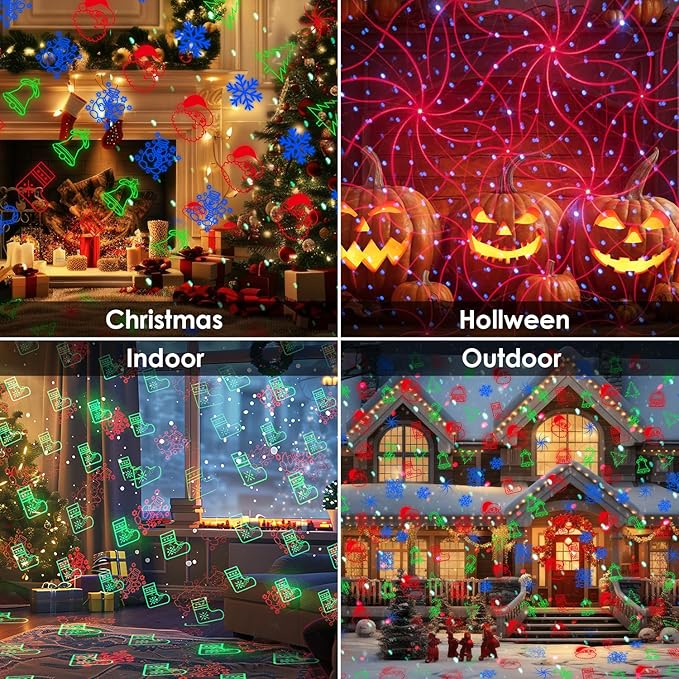 Christmas Laser Lights Outdoor, 3 Color RGB Laser Christmas Projector Lights Outdoor, Waterproof