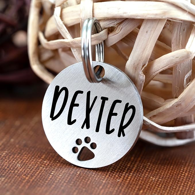 Ultra Joys Dog Tags Personalized for Pets - Hollow Paw Custom Pet ID Tag - Engraved Dog Tag for
