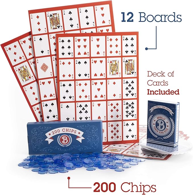 Brybelly Poker Keno Game Set with Cards and Chips - Adult Family Casino Board Game Night Gift