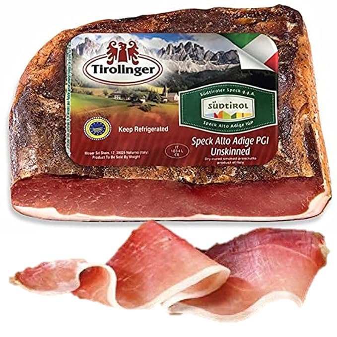 Speck, 6 lbs +/- (4lbs - 6lbs/piece) ,Seasoned and Smoked Italian Ham, Cured in the European Alps