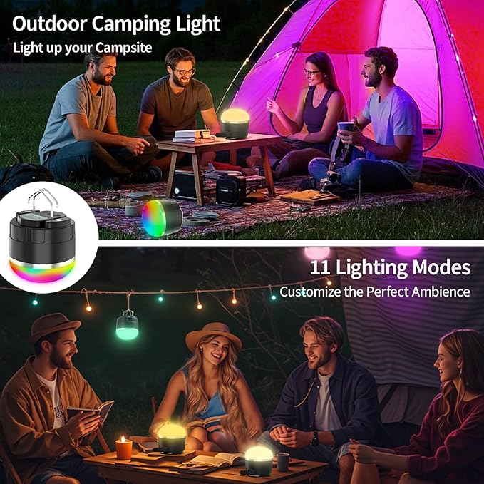 1000LM Camping Lantern Rechargeable, 11 Light Modes with RGB Color Changing Camping Lights