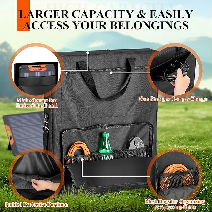 Bag for Portable Solar Panel 100w 200w,Waterproof Solar Panel Carrying Case Compatible with Jackery