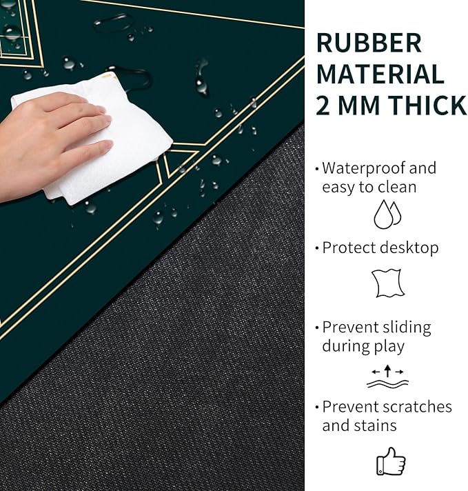 nuveti 24/31/39/47/55 inch Square Foldable 6-Player Texas Poker Card Tabletop Layout Portable