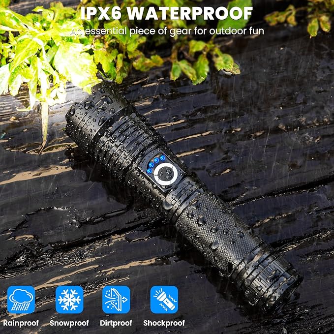 Flashlight Rechargeable 90,000 High Lumens - 3 Pack Bright LED Flash Light with 5 Modes, Handheld