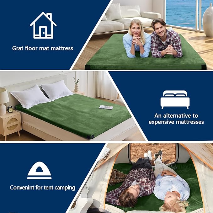 CYMULA CertiPUR-US Memory Foam Camping Mattress Pad, Portable Foam Sleeping Pad for Camping, Roll