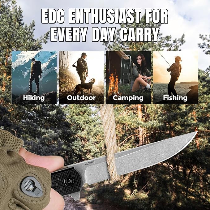 Folding Pocket Knife, 3.19” 14C28N Steel Blade G10 Handle Praxis Small Flipper Liner Lock EDC