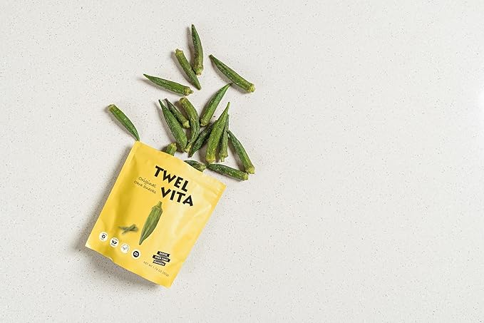 TwelVita Wholesome Baked Okra Crisps, Vegan Snacks, Clean Label, Non-GMO, Gluten-Free, 1.76 oz ea