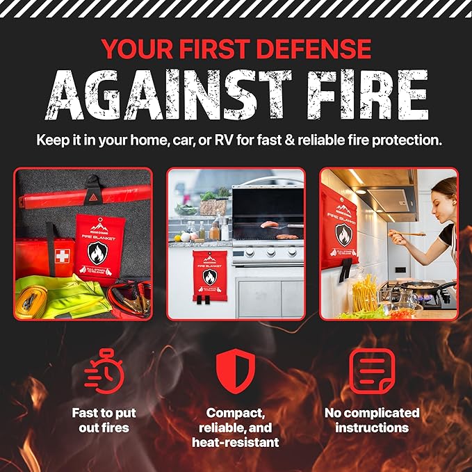 Emergency Fire Blanket - 2-Pack 40?�x40??Stay Prepared With Our Fireproof Blanket Extinguish Flames