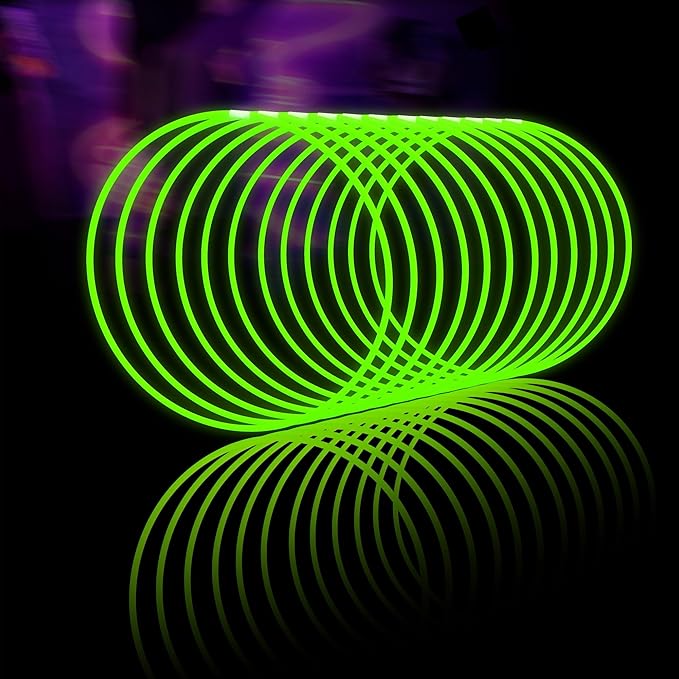 Glow Fever Glow Sticks Bulk 100ct 22'' Glow Necklaces with Connectors, Neon Light Sticks for Party