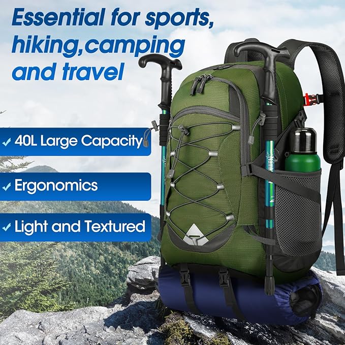 IGOLUMON Hiking Backpack 40L Packable Lightweight Camping Backpack Men Women Waterproof Hiking