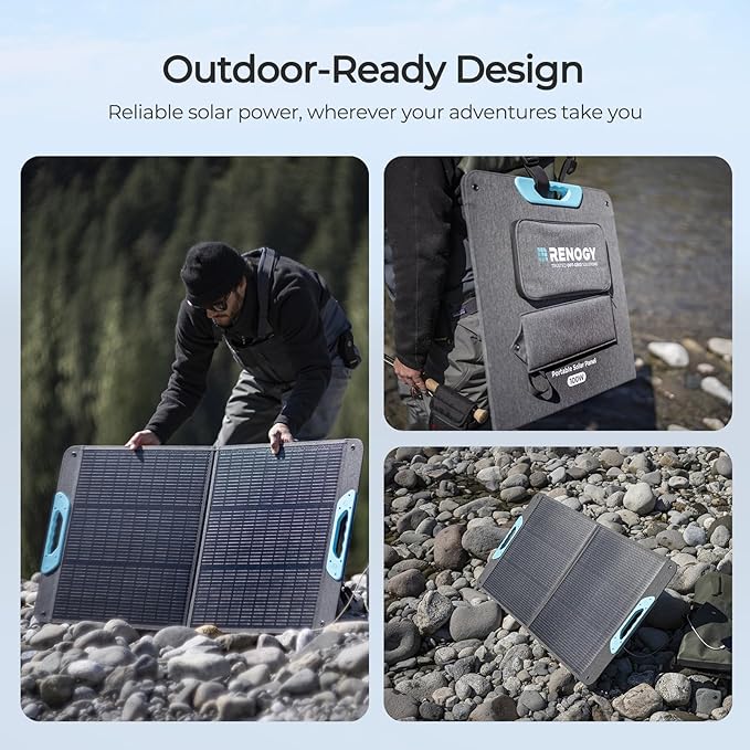 Renogy 100 Watt Solar Panel, N-Type 100W Portable Solar Panels w/Kickstands, Foladable 25% High