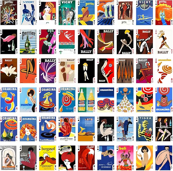 Villemot Playing Cards (Poker Deck 54 Cards All Different) Vintage Retro Art Deco Illustration