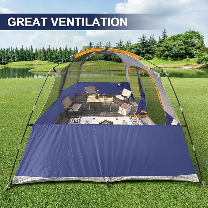 CAMPROS CP Tent 8 Person Camping Tents, Waterproof Windproof Family Tent with Top Rainfly, Large