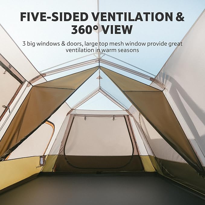 Naturehike Cape 4/6/8 Person Camping Tent, 60S Easy Setup Instant Tent Pop up Tent, Waterproof