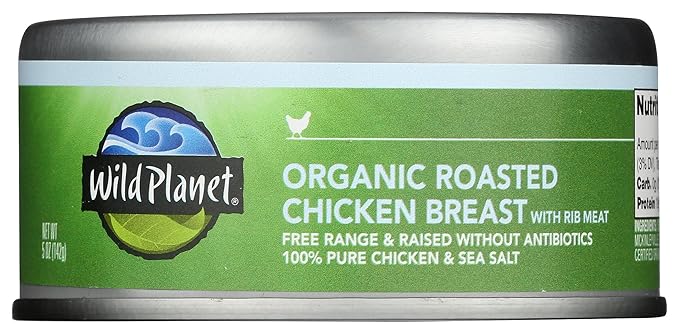 Wild Planet Organic Roasted Chicken Breast With Rib Meat, Skinless and Boneless, Sea Salt, Free
