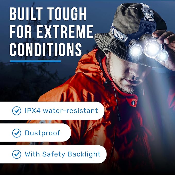 TDC Head Lamp Led Rechargeable Super Bright - USB-C Headlamp for Adults - Head Lights for Forehead