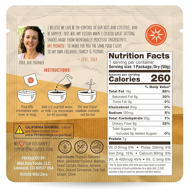 Wild Zora Instant Grain-Free Hot Cereal - Tasty Paleo Friendly Cereals, Instant Hot Meal, Breakfast to Go, Oatmeal Substitute, No Added Sugar, Grain, Dairy, or Soy, Gluten Free, 5-Pack Variety