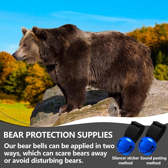 4 Sets Bear Bells with Whistle for Hiker, Loud Bear Bell with Emergency Whistle, Bear Bells for