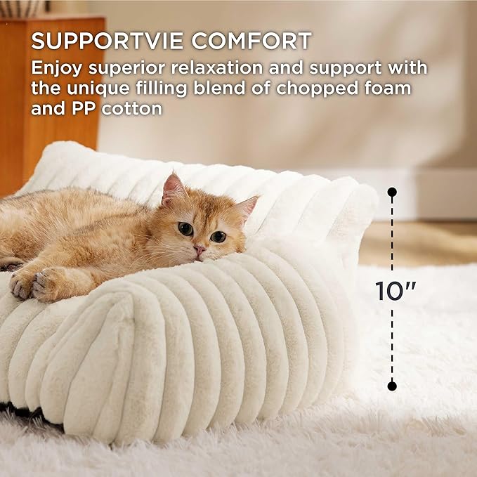 Bedsure Cute Cat Couch for Pets - Fluffy Dog Bed Small Medium Size Dog with Premium Soft Corduroy