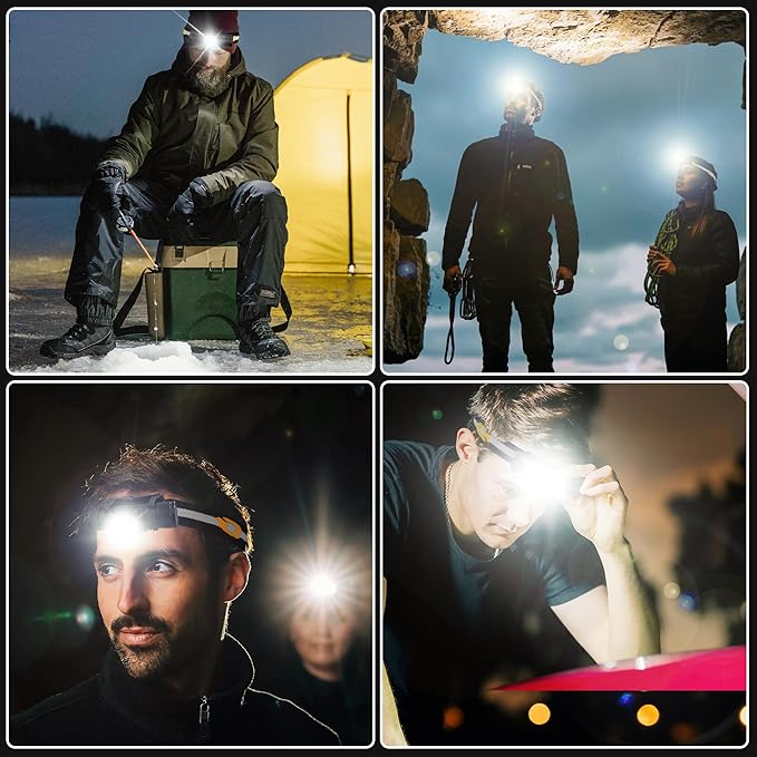 Headlamp Rechargeable, 1200 Lumen Zoomable LED Head Lamp for Adults, IP66 Waterproof Rechargeable