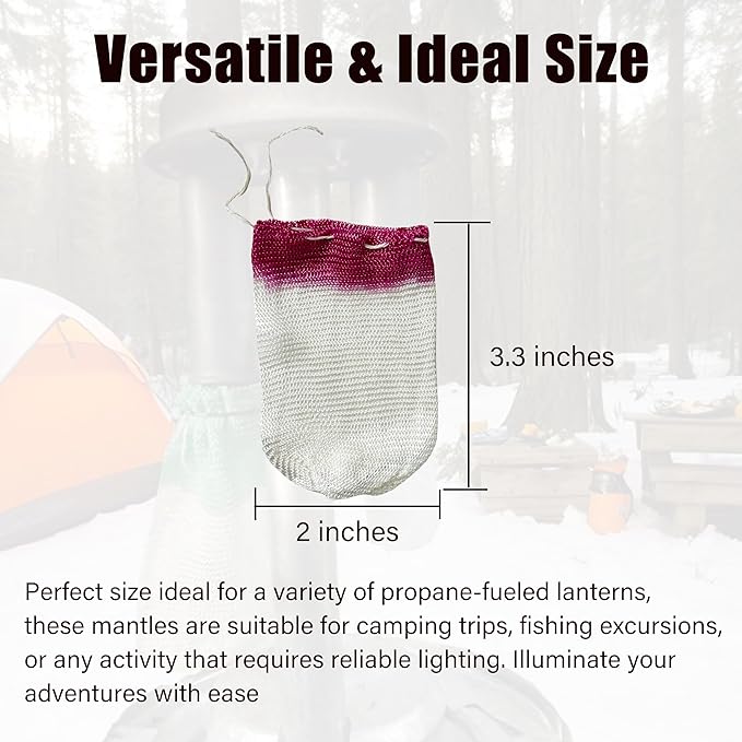 20PCS Propane Lantern Mantles, 2x3.3 Inches, String Tie Style for Camping and Outdoor Gas